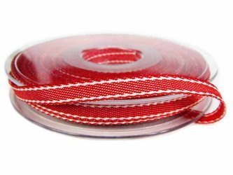 Taśma 7mm tkana DENIM czerwona