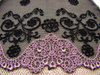 Koronka 18cm tiulowa czarno-różowa