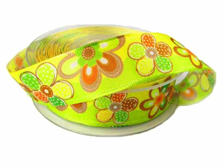 Wstążka 25mm tafta FLEURS pistacja