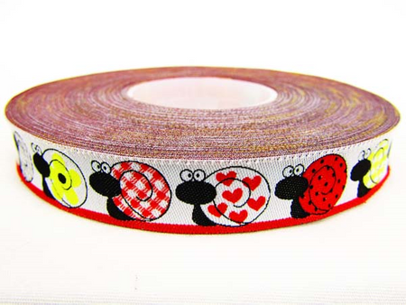 Taśma 15mm żakard ŚLIMACZEK biała