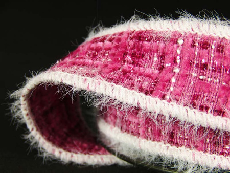 Taśma 2,5cm ozdobna "CHANEL" fuksja