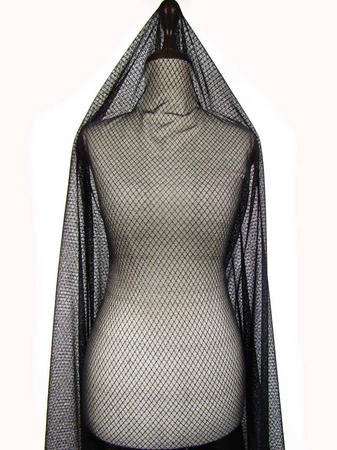 Tiul 155cm miękki ROMB z kropką czarny