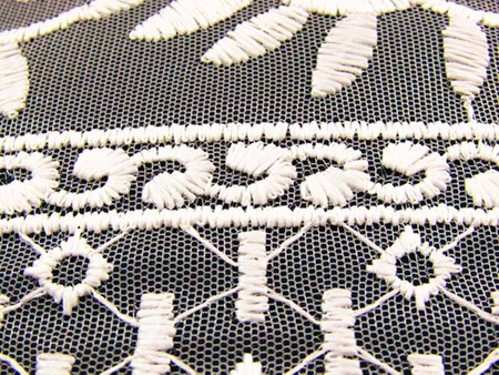 Koronka 145cm tiulowa haft ivory