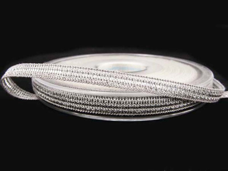 Taśma 0,7cm ozdobna popielato-srebrna