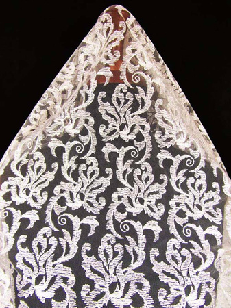 Koronka 140cm tiulowa haft ivory