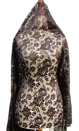 Koronka 115cm tiulowa podkład czarna