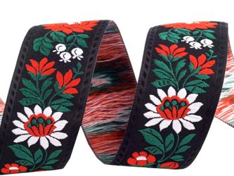 Taśma 35mm żakard KWIAT czarna
