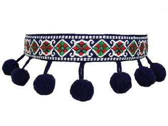 Taśma 1,5cm POMPONIK poliester jasny granat