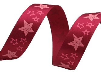 Wstążka 10mm atłas GWIAZDKA bordo