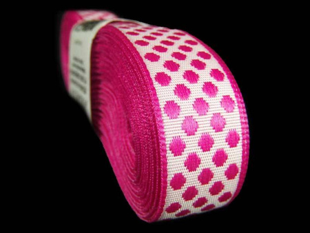 Taśma 15mm żakard KROPKA róż