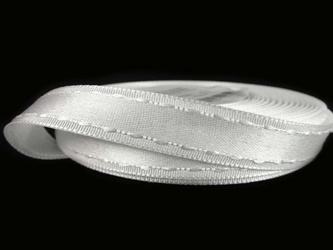 Wstążka 13mm atłas stebnowany biała