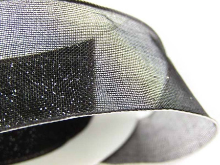 Wstążka 25mm organtyna BROKAT czarna