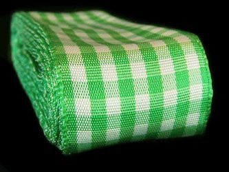 Wstążka 40mm kratka zielona