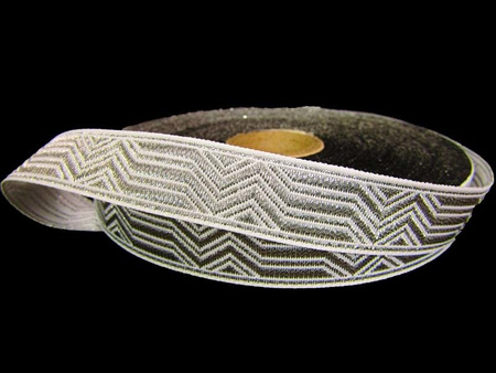 Taśma 15mm żakard ZYGZAK srebrna