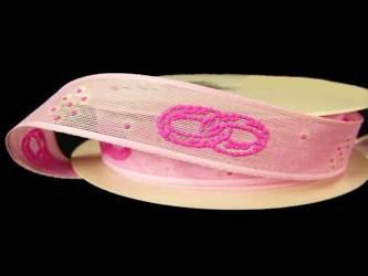 Wstążka 16mm organtyna OBRĄCZKI róż