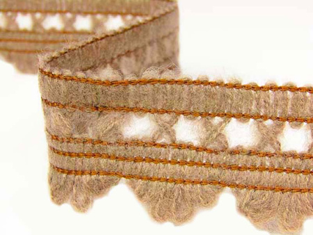 Taśma 4cm ozdobna wełniana beż