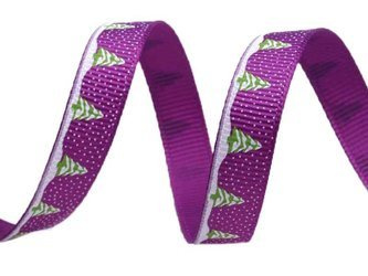 Wstążka 10mm ryps CHOINKA fiolet