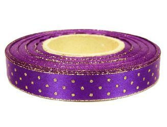 Wstążka 15mm atłas KROPKI rexor fiolet