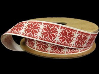 Wstążka 15mm tafta NORDIC FLAKE czerwona