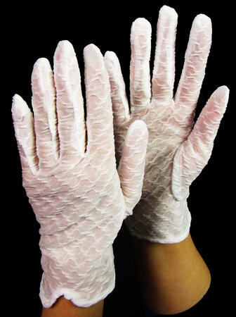 Rękawiczka dzianina marszczona biała