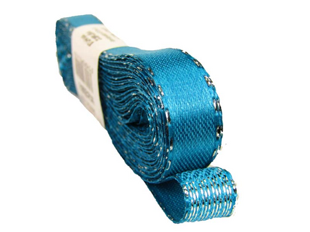 Wstążka 12mm atłas turkusowo-srebrna