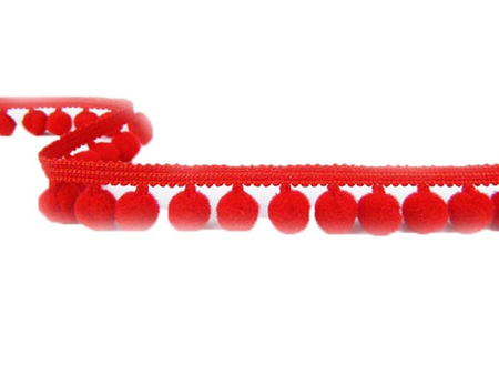 Taśma 1,8cm POMPONIK poliester czerwona