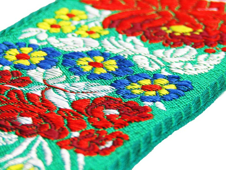 Taśma 70mm żakard RÓŻA zielona