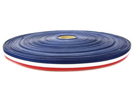 Taśma 11mm tkana LAMPAS granatowo_biało_czerwona