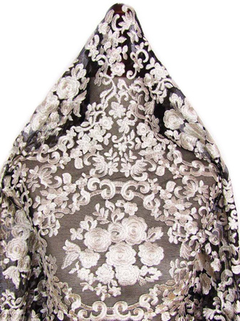 Koronka 140cm tiulowa srebrna