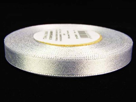 Wstążka 10mm atłas REXOR srebrna