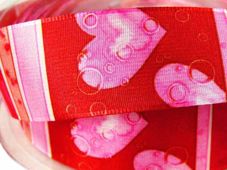 Wstążka 25mm tafta Valentina czerwona