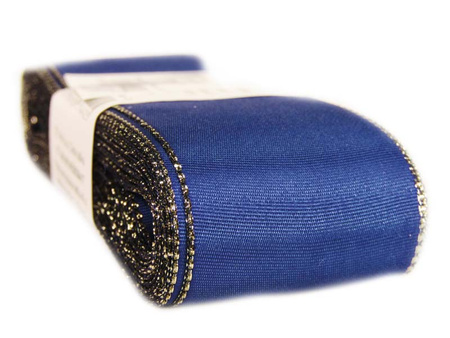 Wstążka 40mm tafta granatowo-złota