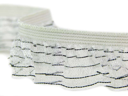 Falbanka 20mm elastyczna biało-czarna