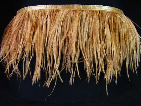 Taśma 12cm FRĘDZEL pióra złoty beż