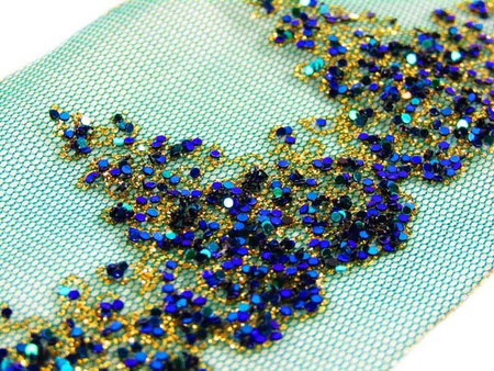 Taśma 6,5cm tiulowa BROKAT zielona