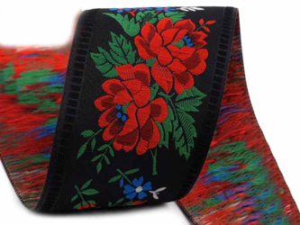 Taśma 55mm żakard RÓŻA czarna