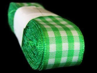 Wstążka 25mm kratka zielona