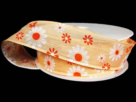 Wstążka 25mm organtyna STOKROTKA krem