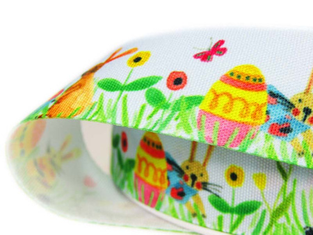 Wstążka 25mm tafta Bunny Love błękit