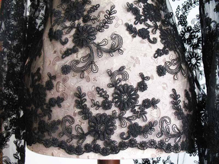 Koronka 135cm tiulowa z koderem czarna