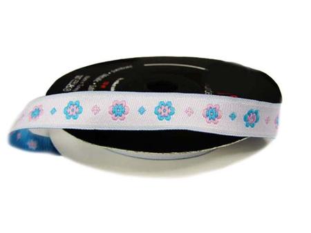 Taśma 11mm żakard STOKROTKA turkusowa