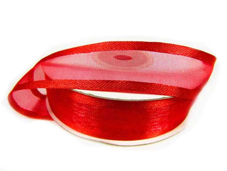 Wstążka 20mm organtyna LAMÓWKA czerwona