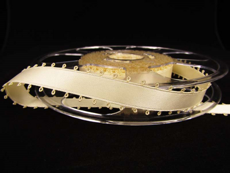 Wstążka 16mm atłas PICOT krem