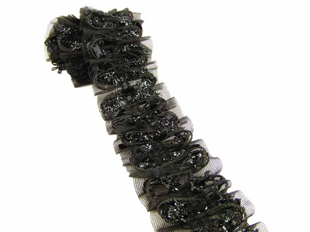 Taśma 4cm tiulowa elastyczna czarna