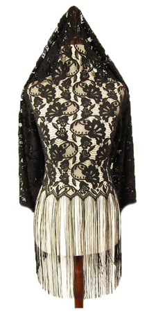 Koronka 150cm poliestrowa FLORES czarna