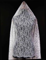 Koronka 140cm tiulowa podkład biała