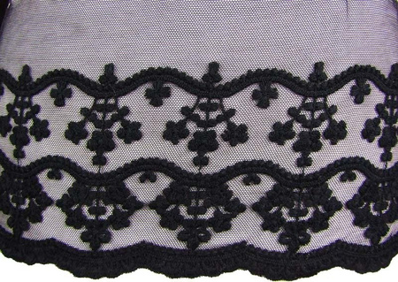 Koronka 15cm tiulowa czarna