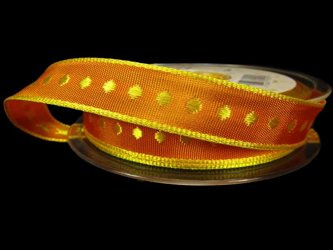 Taśma 15mm tkana KROPKA jasnopomarańczowa