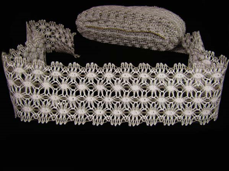 Wstawka 8cm bawełniana biało-lniana