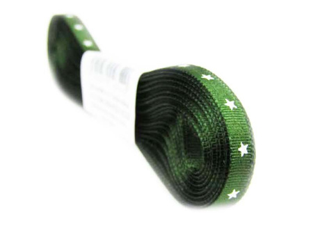 Wstążka 6mm tafta GWIAZDKA zielona